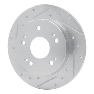 Honda Civic Si Brake Rotor (1) - Rear Left - R1 Concepts - Drilled & Slotted - Silver - `06-`15